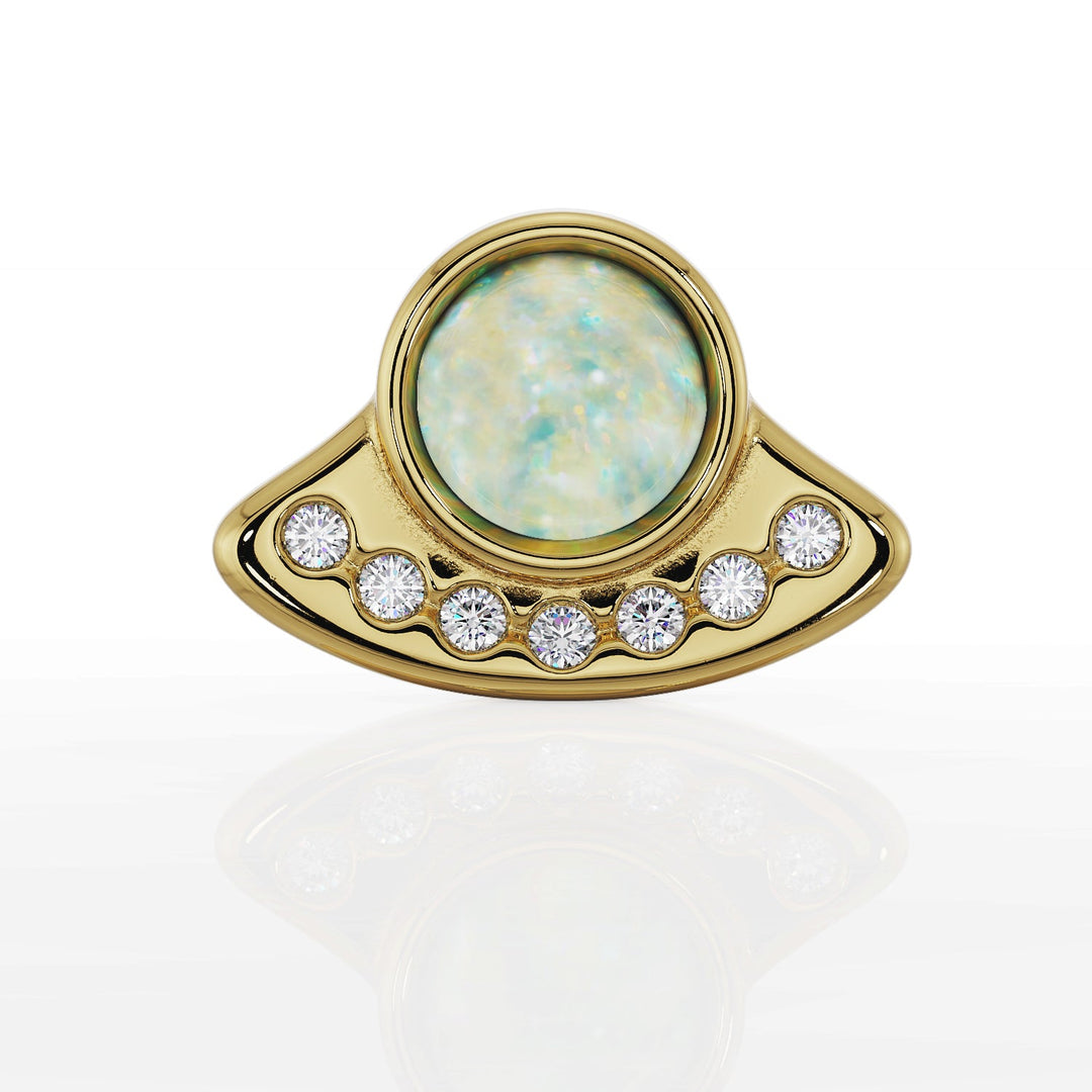 Opal and Diamond UFO Push Pin End