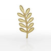 14k yellow gold olive branch threadless stud end, front view showing polished leaf detail