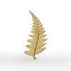 14k yellow gold fern leaf threadless stud end, angled view showing textured frond detail
