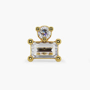 14k yellow gold round and baguette diamond threadless end, straight-on front view