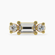 14k yellow gold Eliza baguette diamond piercing end, straight-on front view showing full stone layout