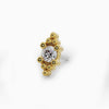 14k yellow gold Bali Blossom diamond threadless end, angled view showing diamond brilliance and bead detail