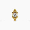 14k yellow gold Bali Blossom diamond pushpin end, straight-on front view showing beaded surround