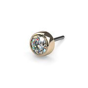14k yellow gold diamond bezel threadless push pin end, angled front view showing VS1 diamond sparkle