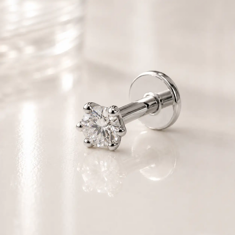 2.5mm Astra Diamond Flat Back Stud in 14k White Gold