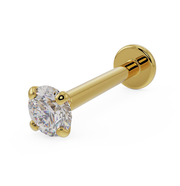 2.5mm Diamond Low-Set Prong 14k Gold Flat Back Stud