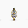 14k yellow gold VS1 marquise diamond threadless stud end, front view showing bezel setting