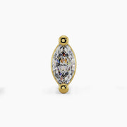 14k yellow gold VS1 marquise diamond threadless stud end, front view showing bezel setting