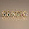 14K yellow gold CZ flower nose ring twist shown in six gemstone color options side by side