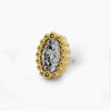 14k yellow gold marquise diamond threadless end with milgrain beaded halo, angled view