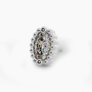 14k white gold milgrain marquise diamond threadless end, angled view showing beaded setting