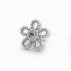 14k white gold daisy milgrain threadless end with diamond center, angled front view