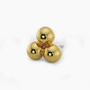 14k yellow gold trinity bead cluster threadless end, angled view showing polished three-bead design with pin post
