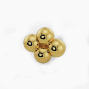 14k yellow gold quad bead cluster threadless end, angled top view showing four polished spheres