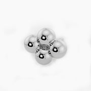14k white gold quad bead cluster threadless end, angled top view showing four polished silver-toned spheres