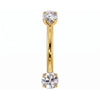 14k gold curved barbell with 4mm clear stones