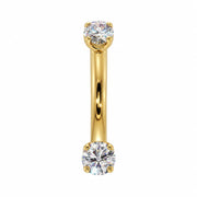 14k gold curved barbell with 4mm clear stones