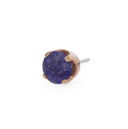 14k rose gold 2mm lapis solitaire threadless piercing stud end showing gold fleck detail