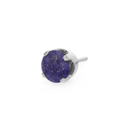 14k white gold 2mm lapis solitaire threadless piercing stud end showing natural gold flecks
