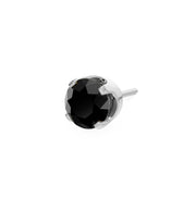14k white gold 2mm onyx solitaire threadless piercing stud end, angled side view