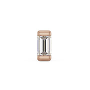 14k rose gold baguette diamond push pin end, medium size front view with warm rose-toned bezel setting