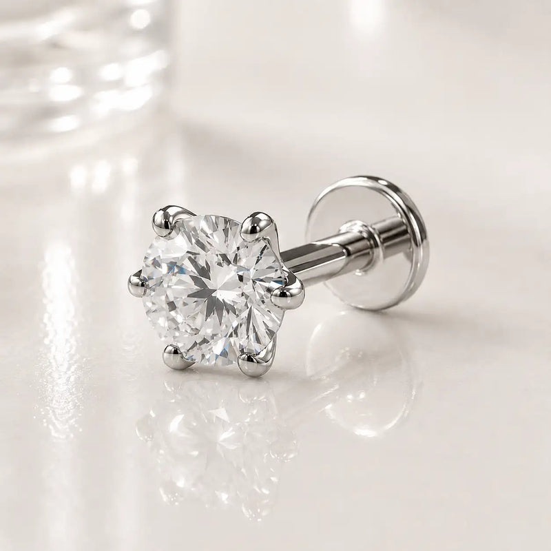 3.5mm Astra Diamond Flat Back Stud in 14k White Gold