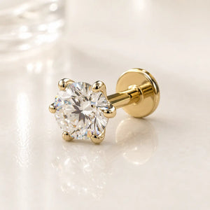 3.5mm Astra Diamond Flat Back Stud in 14k Yellow Gold
