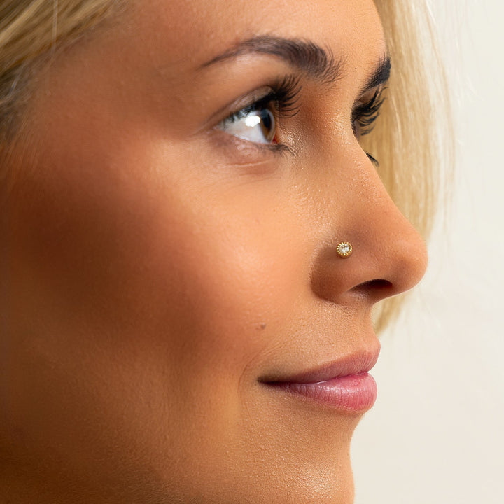 3mm Diamond Striking Perlage Nose Ring