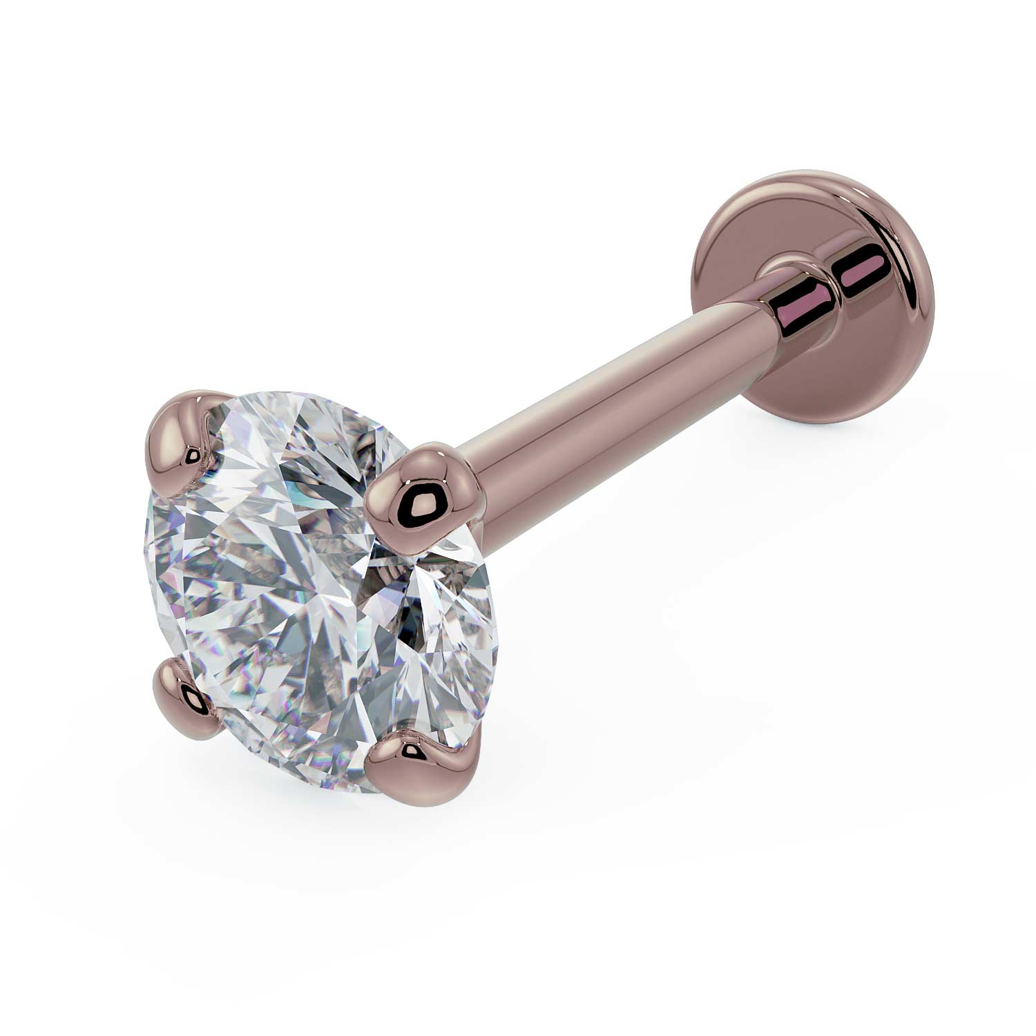 3.5mm Diamond Low-Set Prong 14k Gold Flat Back Stud