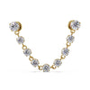 14K yellow gold CZ connector flat back studs with nine-stone draped chain, front view