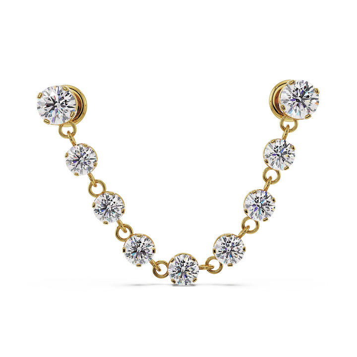 Brilliant Lyra Connector Studs - Diamond or CZ