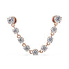 14K rose gold CZ connector flat back studs with nine-stone draped chain, front view