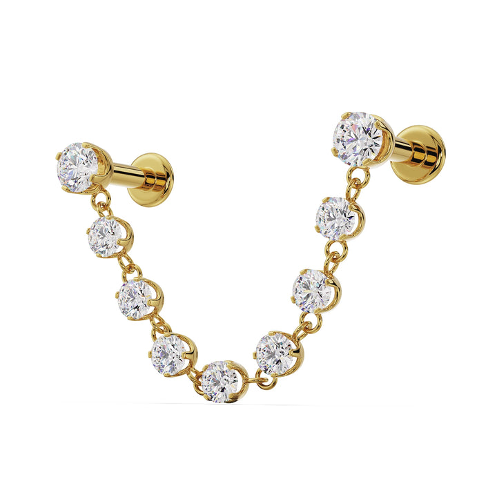 Brilliant Lyra Connector Studs - Diamond or CZ
