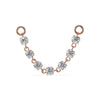 14K rose gold Lyra earring connector with seven round CZ stones linked in a gentle curve, front view