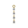 14k yellow gold brilliant drop piercing charm with four dangling round CZ stones, front view