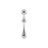 14k white gold dew drop flat back labret with polished dual sphere and teardrop dangle, front view