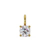 14k yellow gold solitaire CZ charm with side jump ring, four-prong setting front view