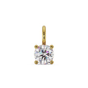 14k yellow gold solitaire CZ charm with side jump ring, four-prong setting front view