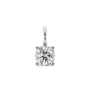 14k white gold solitaire CZ charm with side jump ring for attaching to hoops or studs