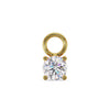 14k yellow gold solitaire gem charm with 3mm CZ in four-prong setting and front jump ring