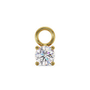 14k yellow gold solitaire gem charm with 3mm CZ in four-prong setting and front jump ring