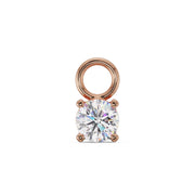 14k rose gold solitaire CZ piercing charm with four-prong setting and front jump ring