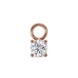 14k rose gold solitaire CZ piercing charm with four-prong setting and front jump ring