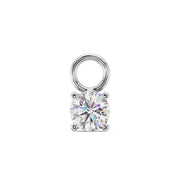 14k white gold solitaire gem charm accessory with round CZ and circular front jump ring