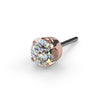 14k rose gold CZ solitaire prong threadless push pin end, angled front view highlighting warm gold tone