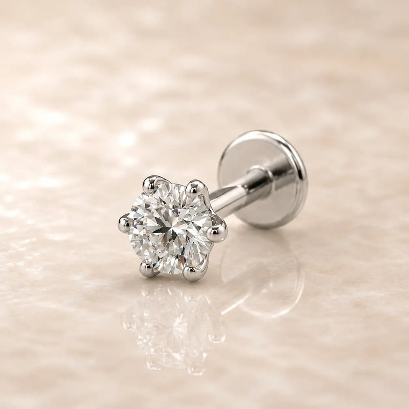 3mm Astra Diamond Flat Back Stud in 14k White Gold