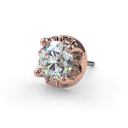 Close-up top-down view of 14K rose gold illusion setting highlighting VS1 diamond sparkle and prong detail