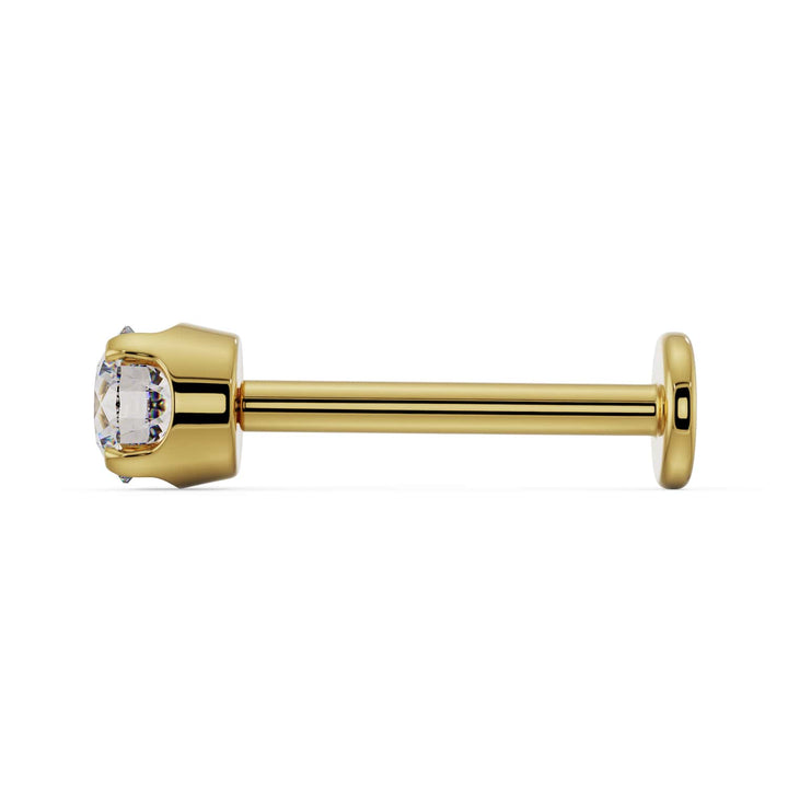 3mm Cubic Zirconia High-Set 14k Gold Flat Back Stud