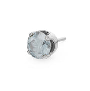 14k white gold 3mm moonstone solitaire threadless stud end with icy pale blue-white faceted stone