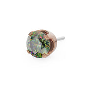 14k rose gold 3mm mystic topaz solitaire threadless stud end with iridescent multicolor faceted stone